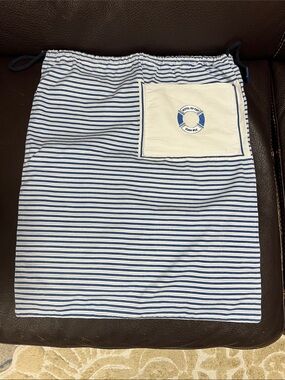 Blue and White Striped  laundry bag with Contrast Pocket